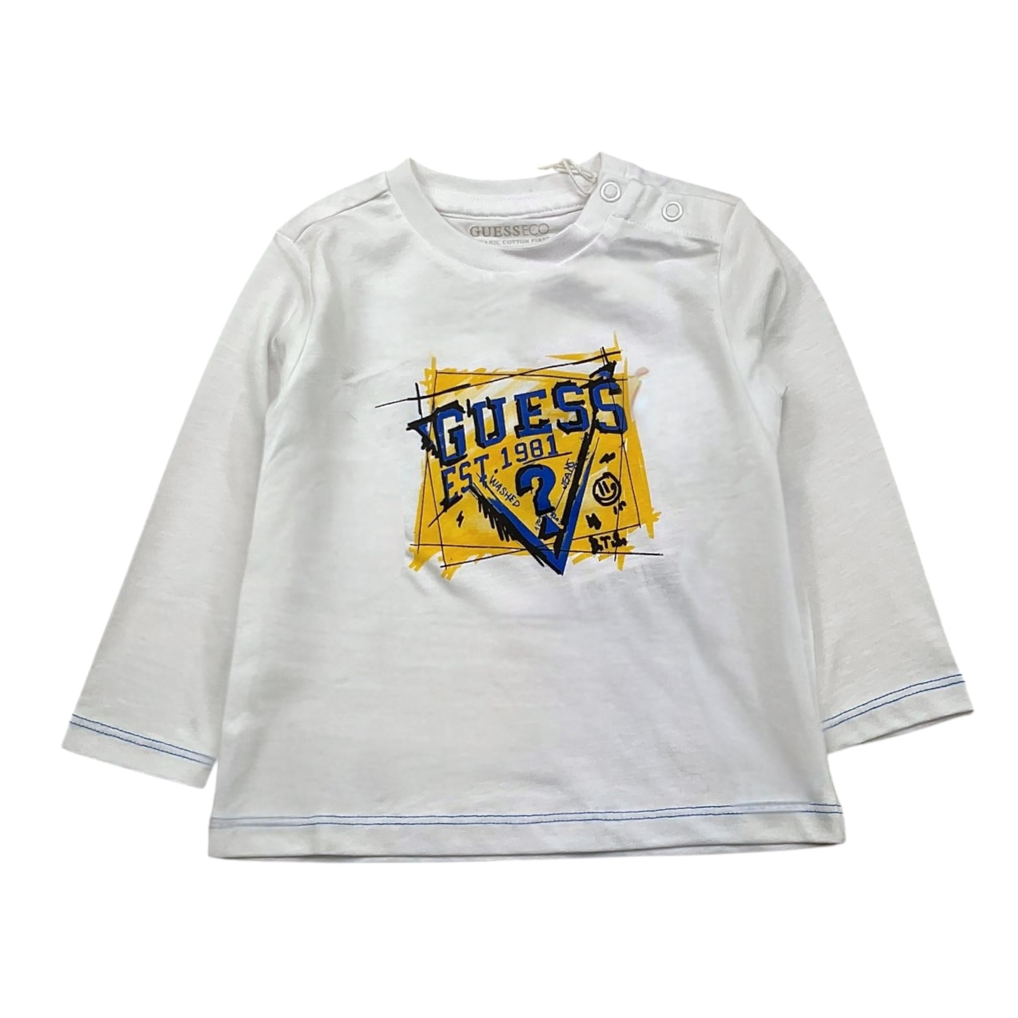 GUESS shirt girocollo tinta unita con stampa Bianco per Neonato N4YI01K8HM4XX BIANCO GUESS 