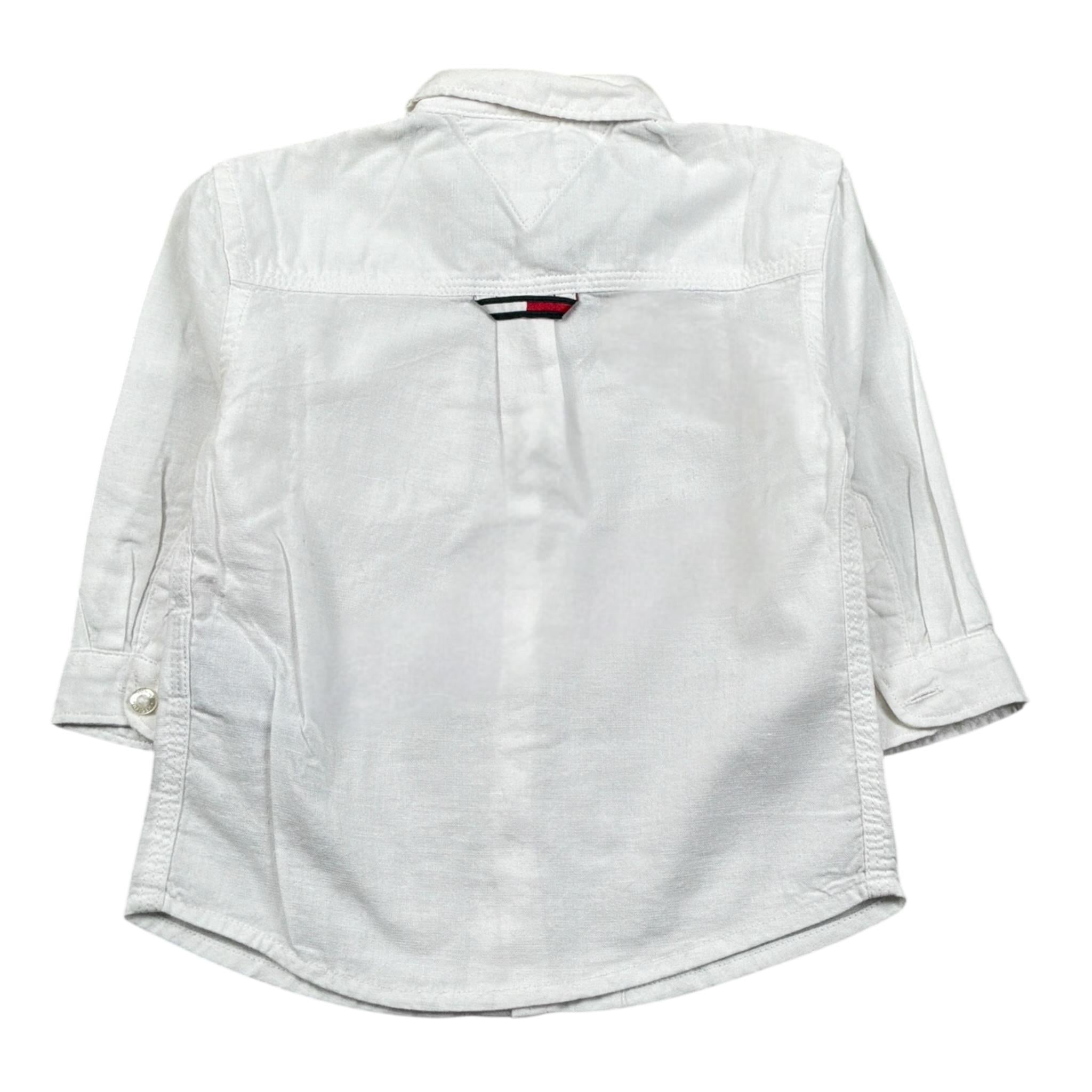 Tommy Hilfiger Camicia tinta unita con Logo Bianco per Neonato KB0KB08142J BIANCO TOMMY HILFIGER 