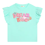 Billieblush Mädchen T-Shirt mit Rundhalsausschnitt und einfarbigen Pailletten, Hellblau