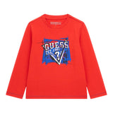 GUESS shirt girocollo tinta unita con stampa Rosso per Neonato N4YI01K8HM4 ROSSO GUESS 
