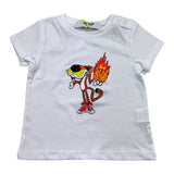 Mousse Kids Einfarbiges Rundhals-T-Shirt mit weißem Aufdruck für Neugeborene