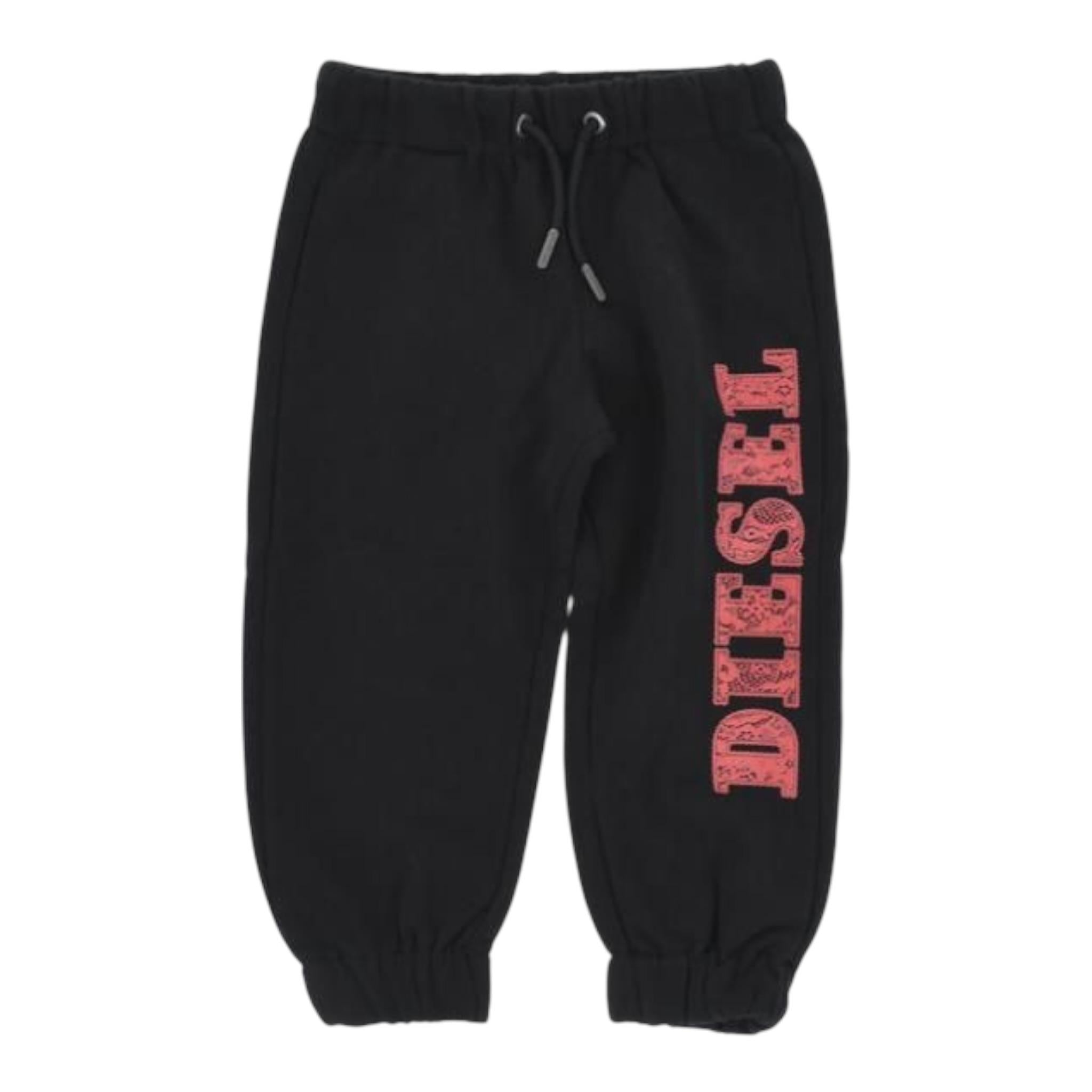 Diesel Pantalone Modello Tuta tinta unita con Logo Nero per Bambino J01433 NERO DIESEL 