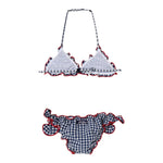 Saint Barth Costume 2 Pezzi Triangolo-Slip Tinta Unita Fantasia A Quadrettini per Bambina CEIS001 BIANCO/BLU SAINT BARTH 