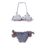 Saint Barth Costume 2 Pezzi Triangolo-Slip Tinta Unita Fantasia A Quadrettini per Bambina CEIS001 BIANCO/BLU SAINT BARTH 