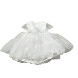 Le Bebe' Abito Cerimonia tinta unita con Tulle Bianco per Neonata LBG3930 BIANCO LE BEBE' 