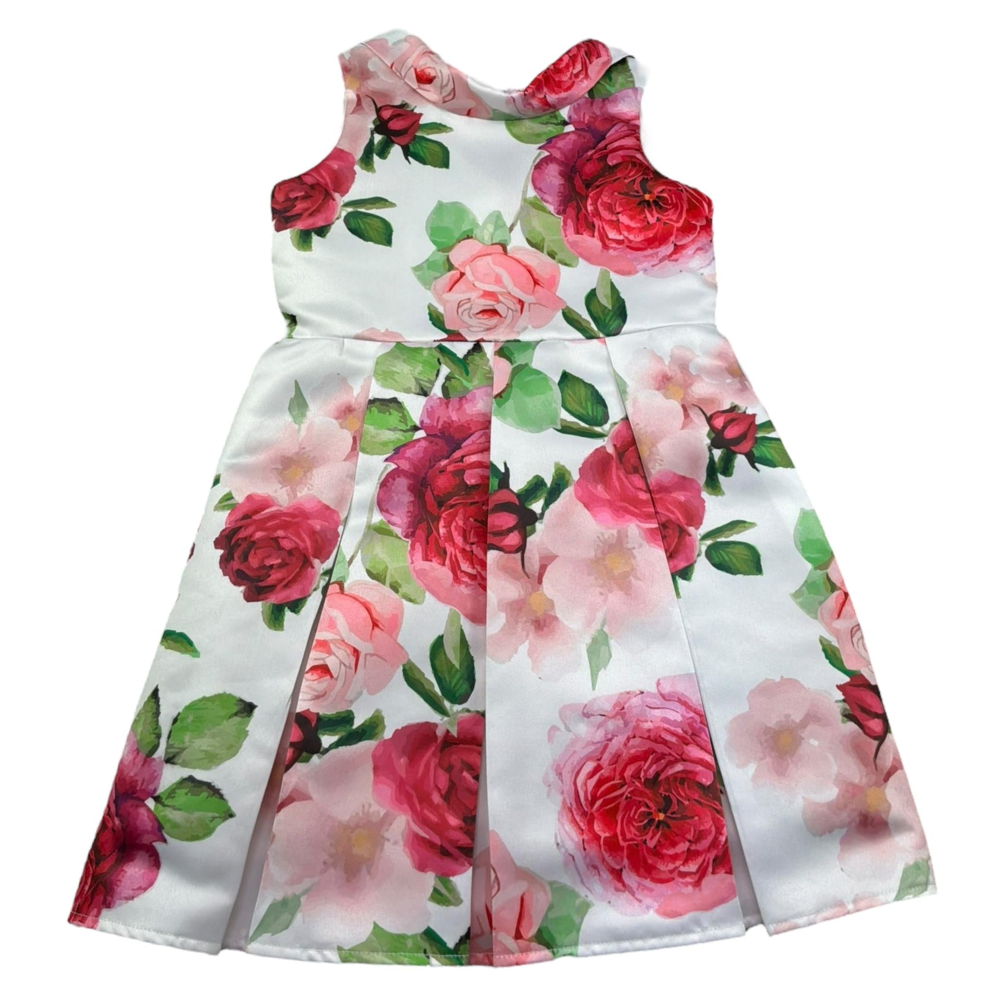 Meilisa Bai Abito Cerimonia Giromanica Stampa Fantasia Rose per Bambina FL6272 BIANCO MEILISA BAI 