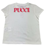Emilio Pucci – Einfarbiges T-Shirt mit Rundhalsausschnitt und weißem Aufdruck für Mädchen