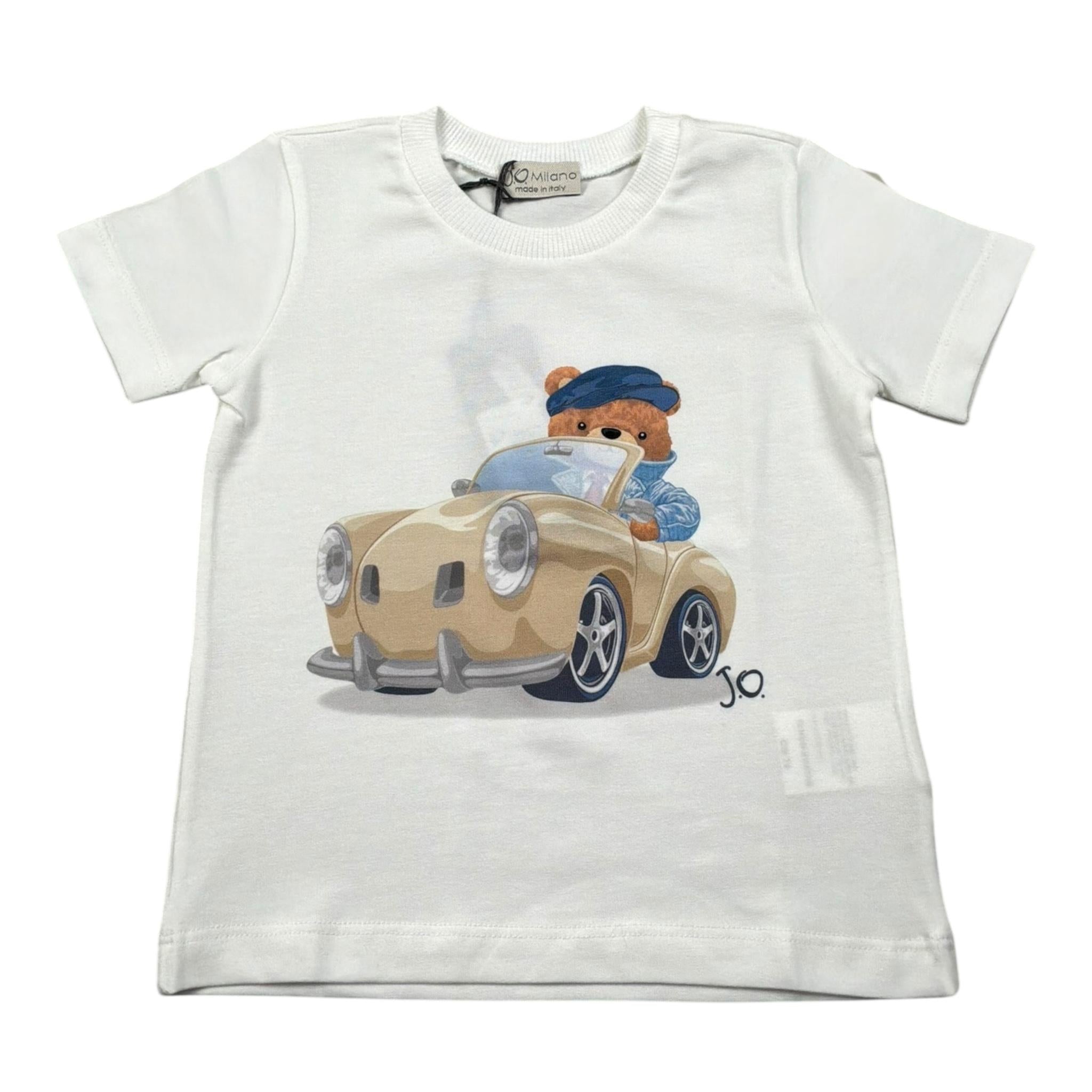 J.O. Milano T-Shirt Girocollo Tinta Unita con Stampa Orso per Neonato 576I1 BIANCO J.O. MILANO 