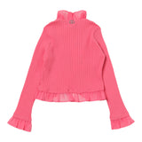 Twinset – Schlichte Strickjacke mit rosa Rüschen für Mädchen