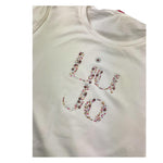 Liu Jo Shirt Girocollo Tinta Unita con Stampa Brillantinata per Bambina GF4093J BIANCO LIU JO 