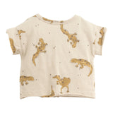 Play Up Einfarbiges T-Shirt mit Rundhalsausschnitt und Tasche in Beige für Neugeborene
