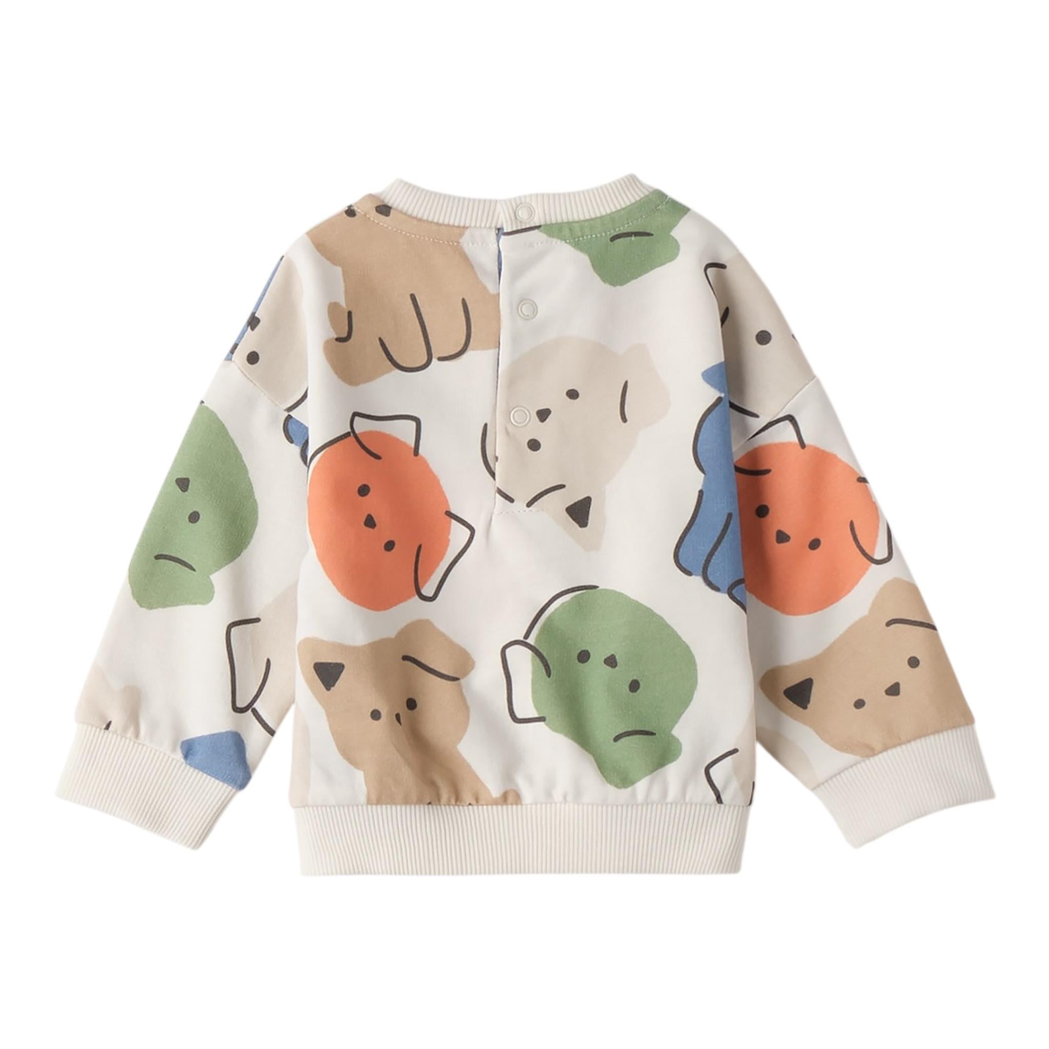 Mini Banda Felpa Girocollo Tinta Unita con Stampa per Neonato 3B630 BIANCO MINI BANDA 