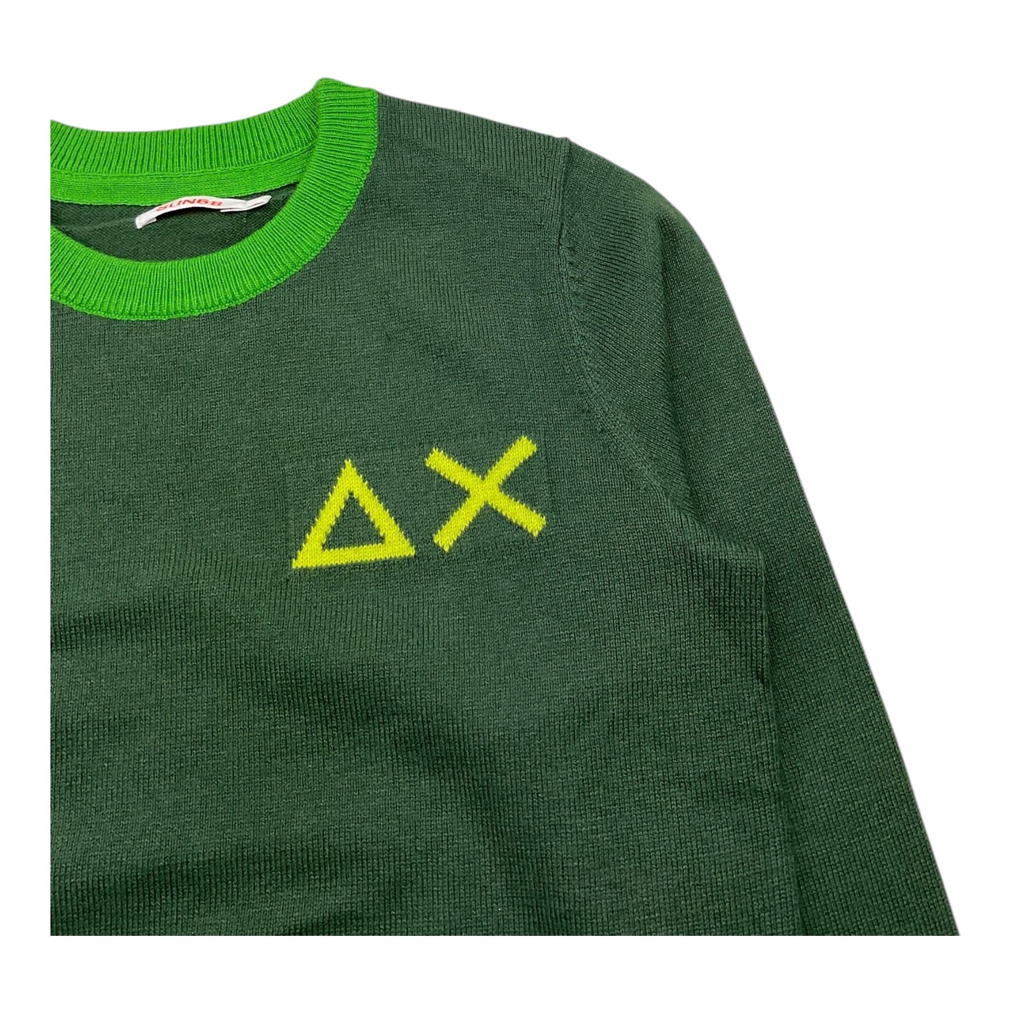 SUN68 maglia girocollo tinta unita con ricamo logo Verde per Neonato K44330 VERDE SUN68 