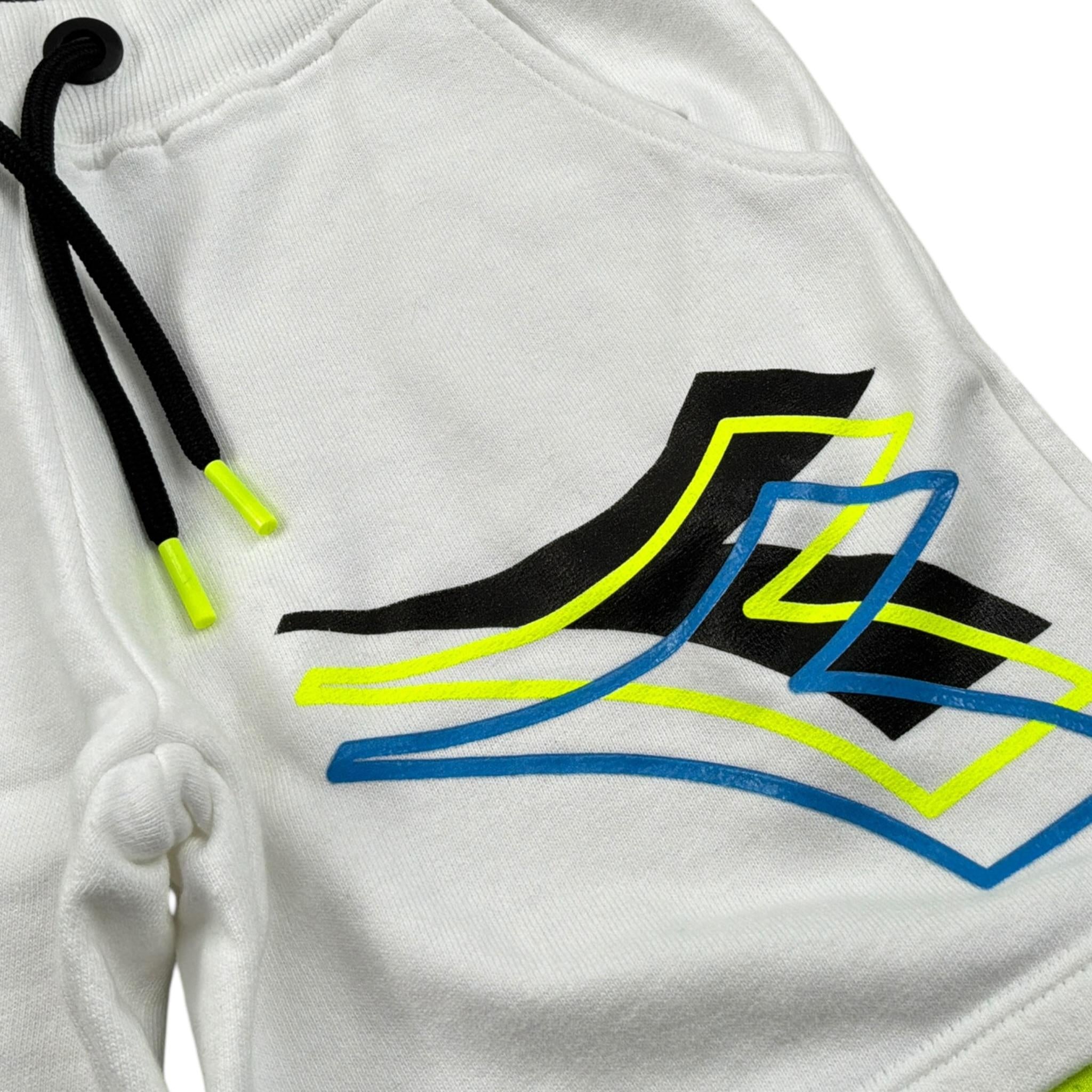 Diadora Bermuda tinta unita con Stampa Bianco per Bambino 022318 BIANCO DIADORA 