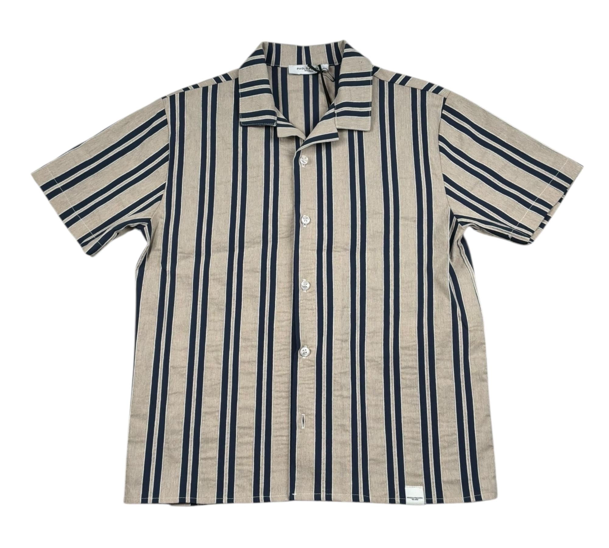 Paolo Pecora Camicia Mezza Manica Fantasia A Righe per Bambino PP4390 BEIGE PAOLO PECORA 