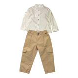 Barcellino Kompletthose-Shirt Zweifarbig Weiß/Beige Für Neugeborene