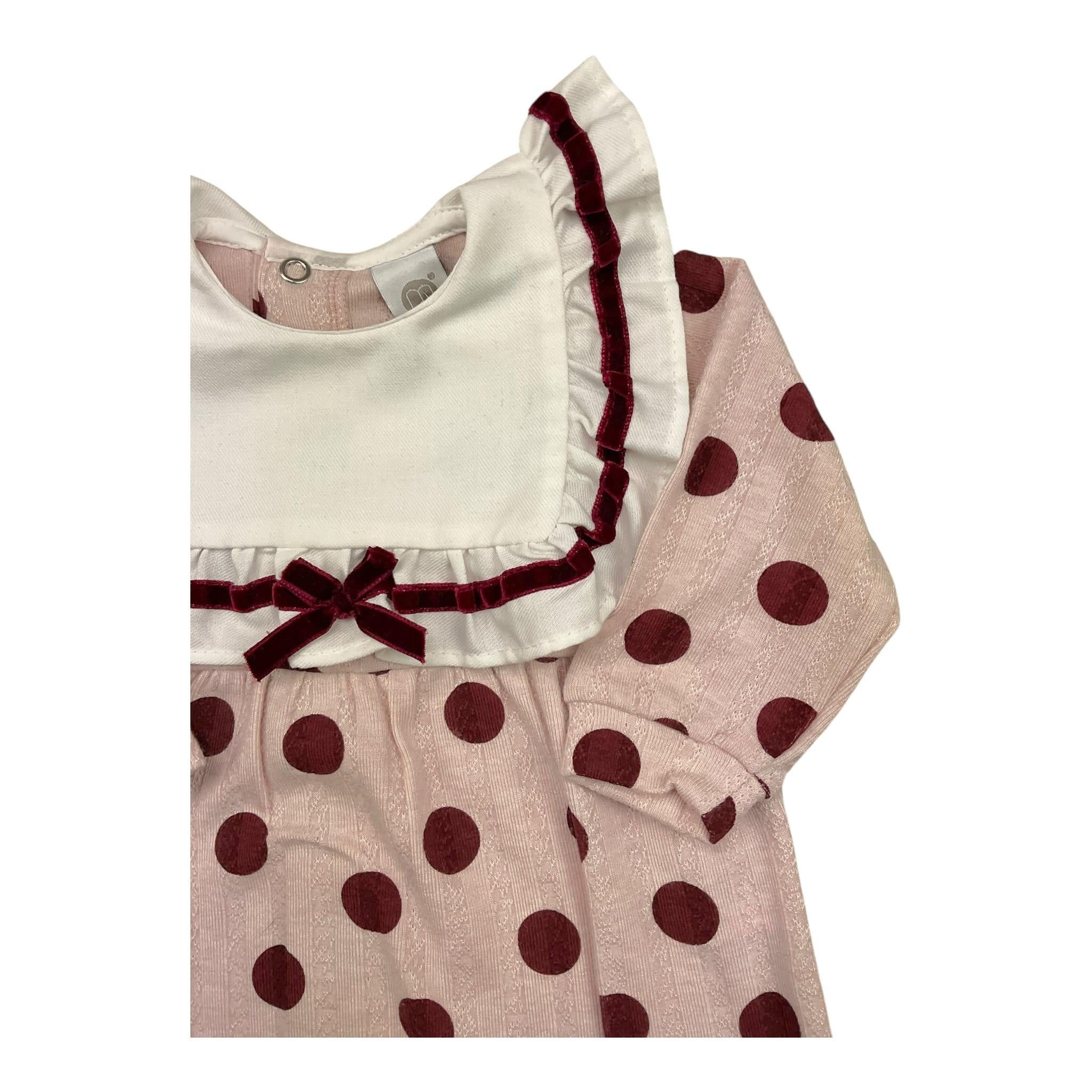MARLU' tutina tinta unita con fantasia pois Rosa per Neonata IG2614 ROSA MARLU' 