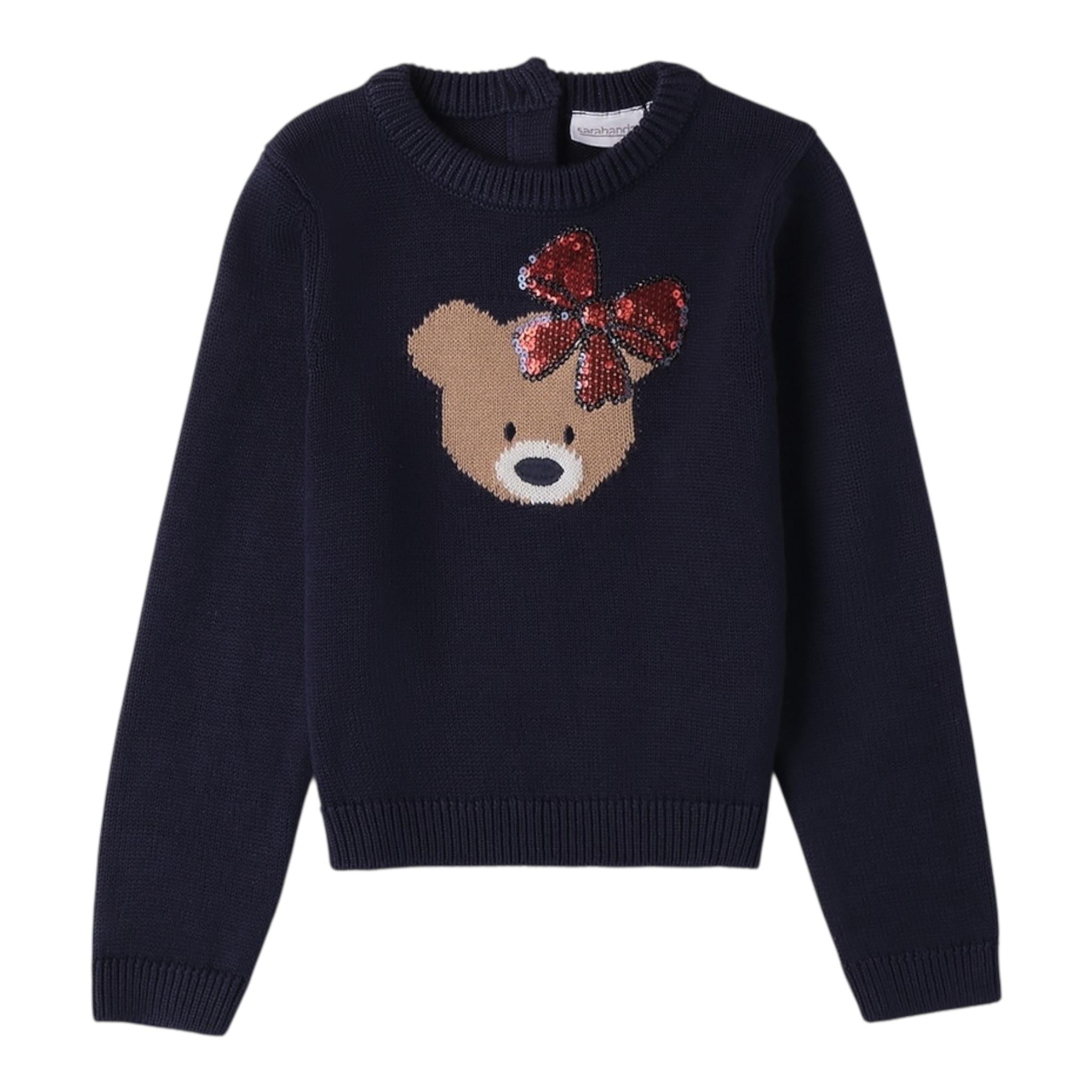 SARABANDA maglia girocollo tinta unita con paillettes Blu per Bambina 0A316 BLU SARABANDA 