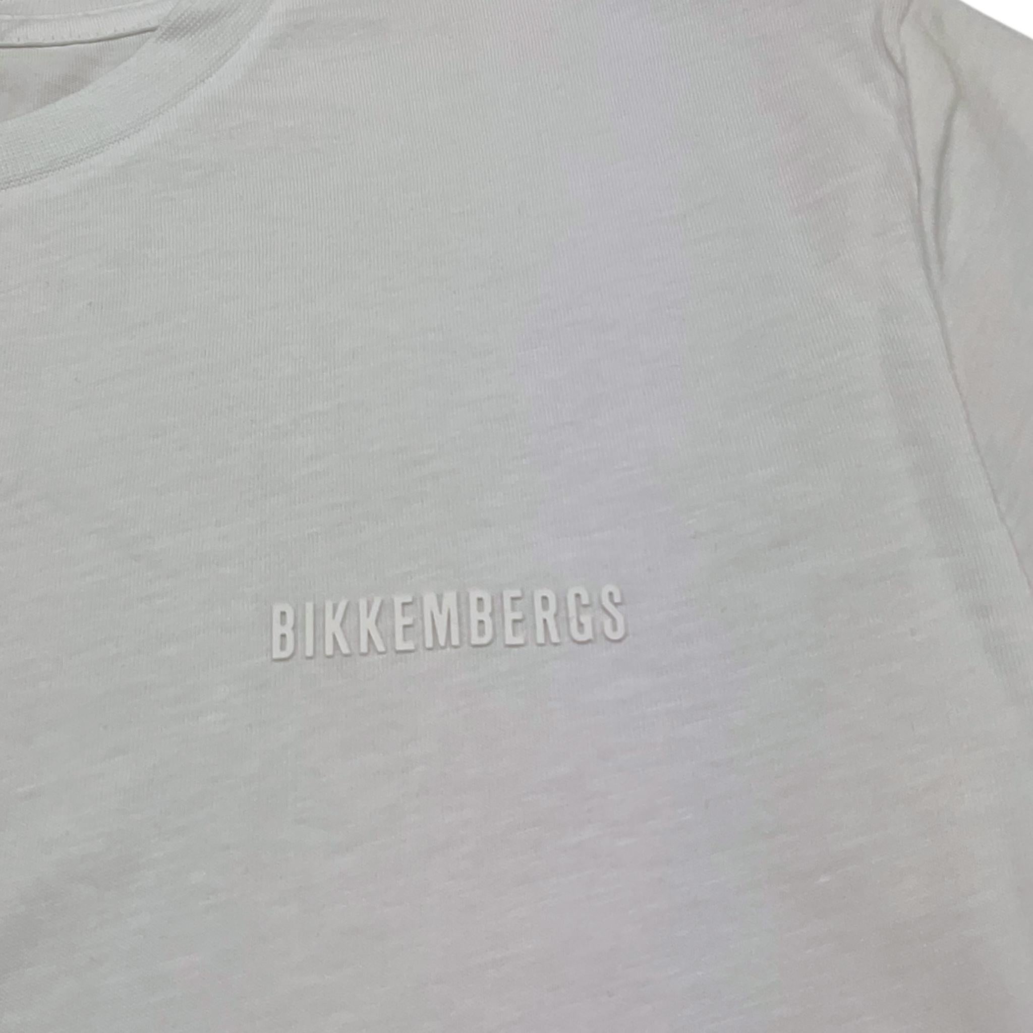 Bikkembergs T-Shirt Girocollo Tinta Unita con Stampa per Bambino BK3169 BIANCO BiKKEMBERGS 