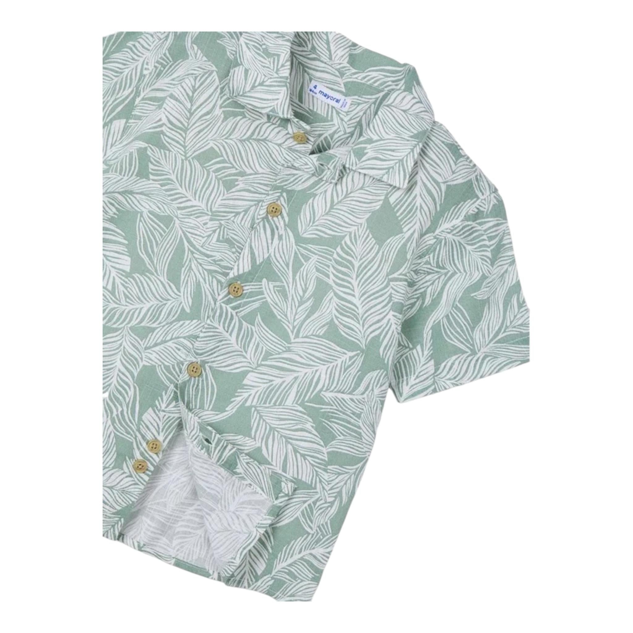 Mayoral Camicia Mezza Manica Tinta Unita con Fantasia per Bambino 3115 VERDE MAYORAL 