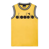 Diadora Einfarbiges Tanktop mit Rundhalsausschnitt und gelbem Logo-Print für Jungen