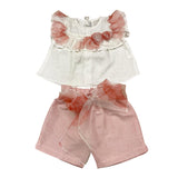 La Sartoria Dei Piccoli Completo 2 Pezzi Camicia-Shorts per Neonata LPC3101 BIANCO/ROSA LA SARTORIA DEI PICCOLI 