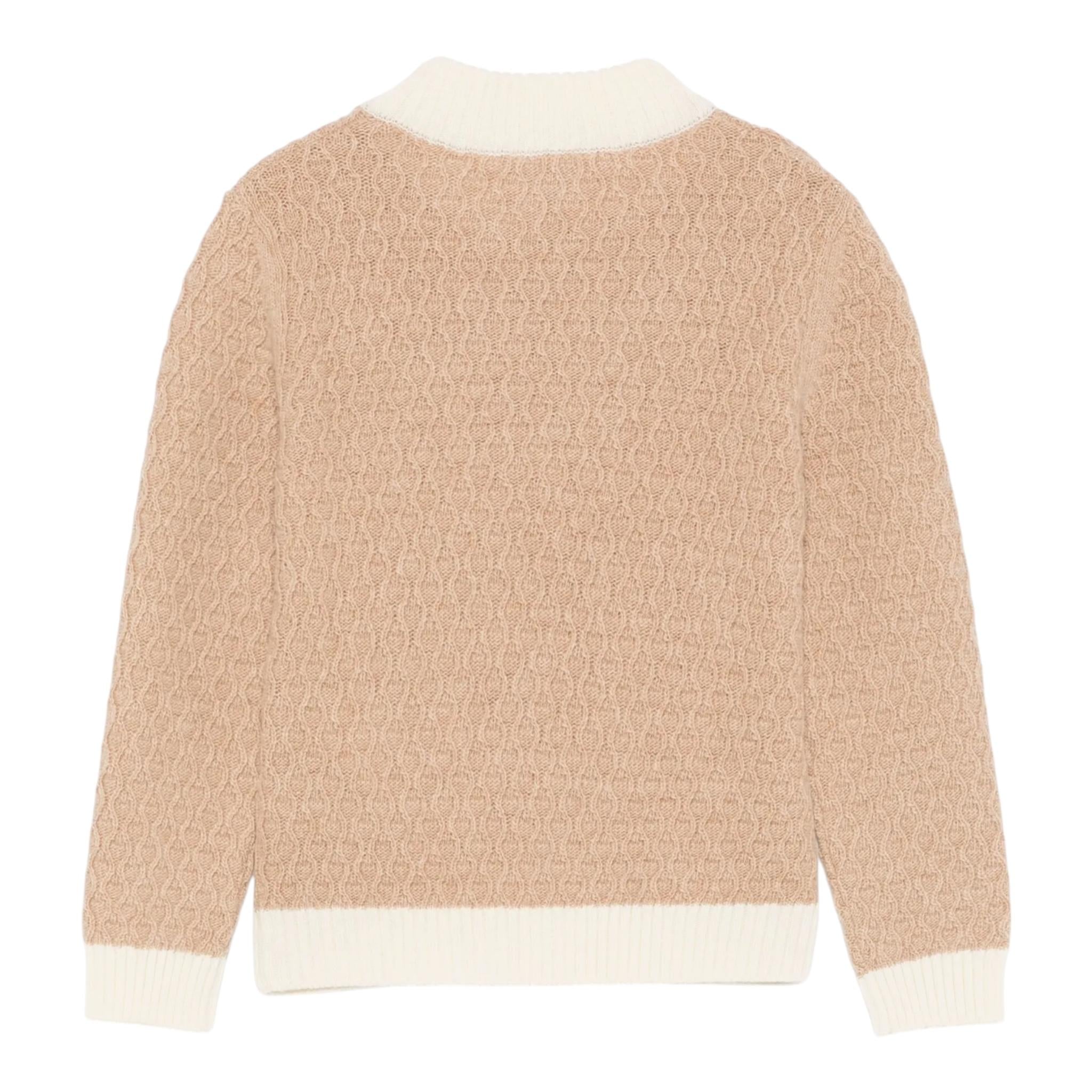 ELEVENTY maglia mezzo collo tinta unita con profili in contrasto Beige per Bambina EV9P10 BEIGE ELEVENTY 