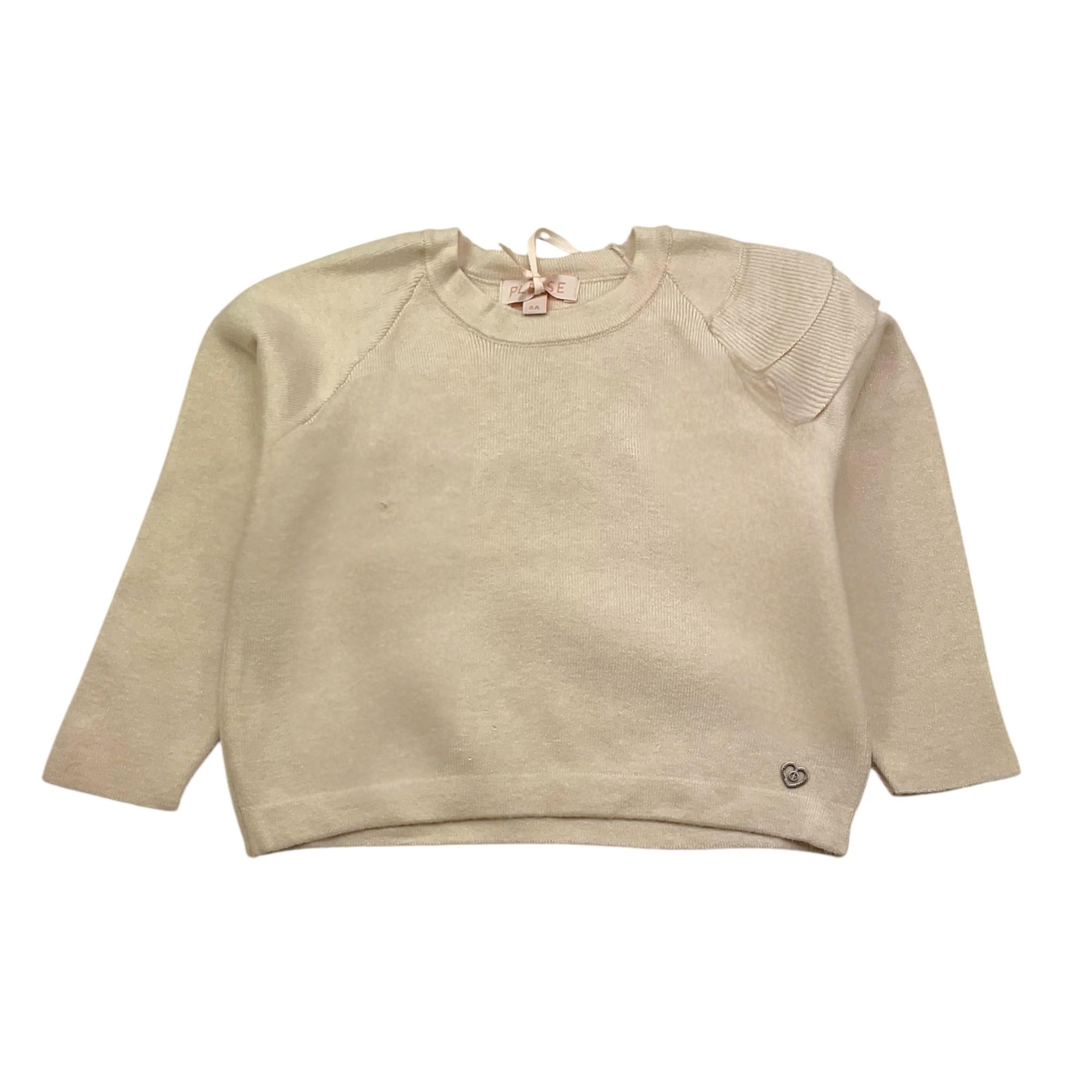 PLEASE maglia girocollo tinta unita con stampa Beige per Bambina NB74230G65 BEIGE PLEASE 