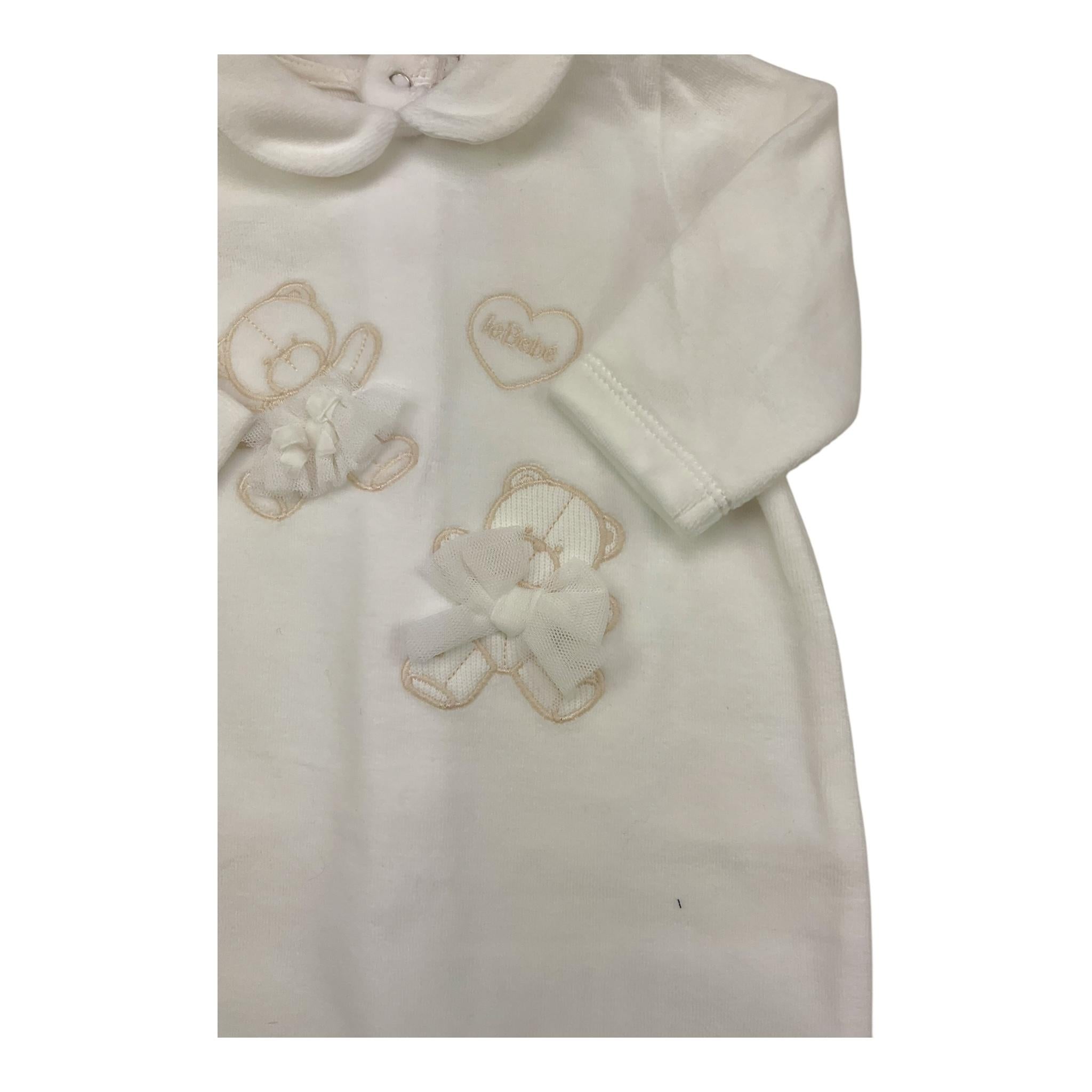 LE BEBE' tutina tinta unita con stampa Bianco per Neonata LBG5942 BIANCO LE BEBE' 