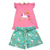 Losan 2-teiliges Set T-Shirt-Shorts zweifarbig rosa für Baby Mädchen
