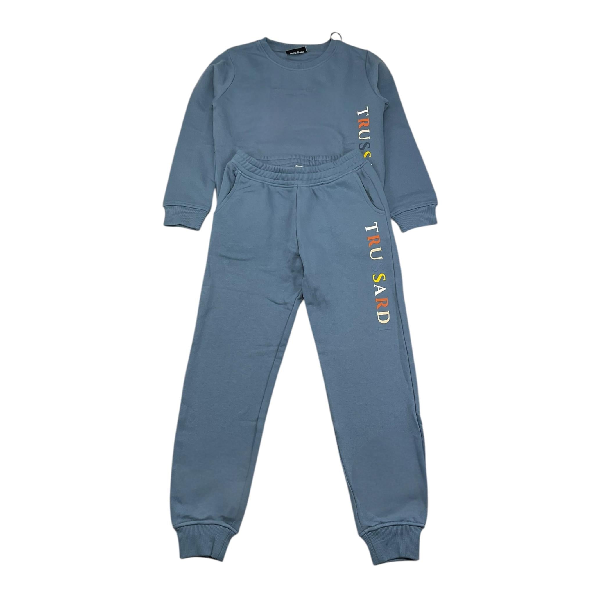 TRUSSARDI completo 2pz felpa-pantalone tinta unita Azzurro per Bambino TIA24121CF AZZURRO TRUSSARDI 