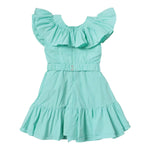 Twinset Abito Tinta Unita con Cinturino E Rouches per Bambina 231GJ2Q5A VERDE ACQUA TWINSET 