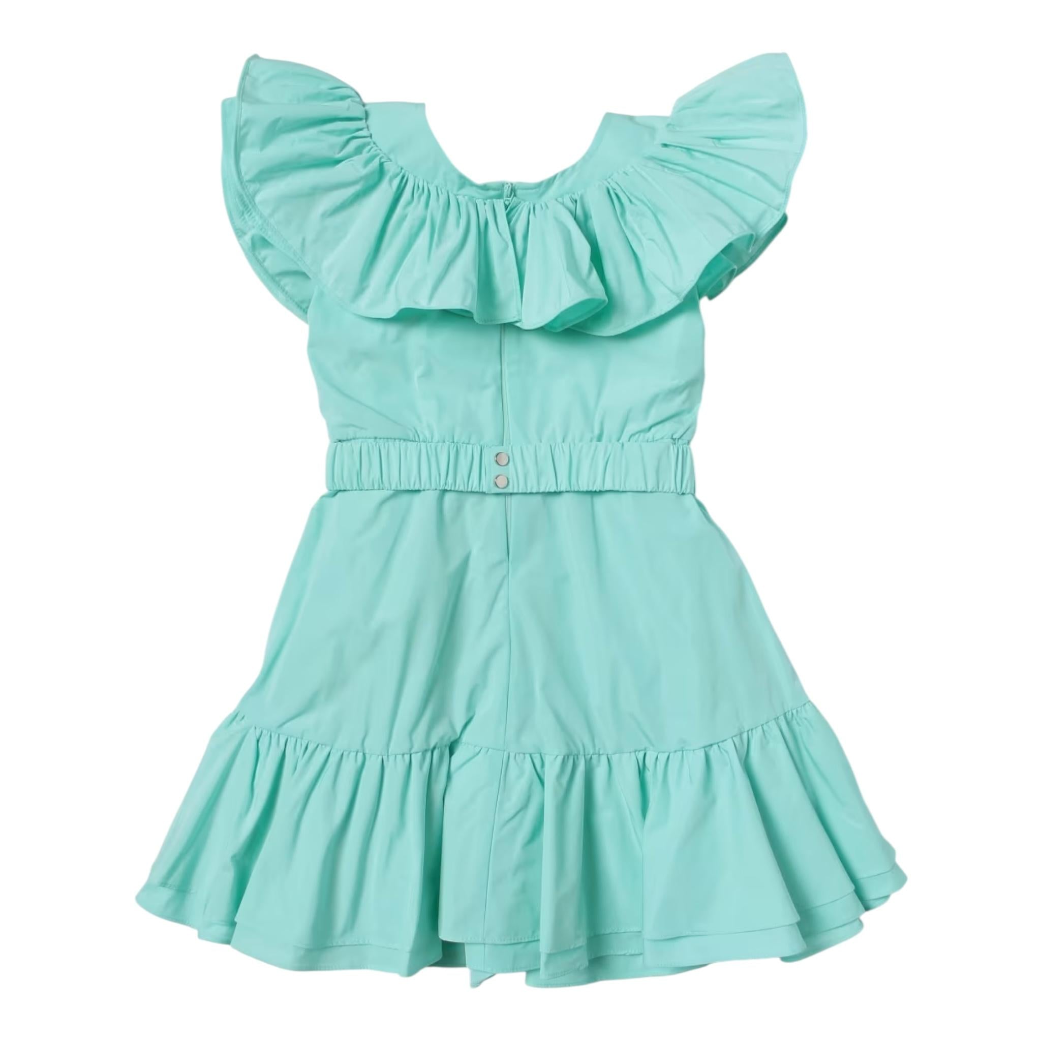 Twinset Abito Tinta Unita con Cinturino E Rouches per Bambina 231GJ2Q5A VERDE ACQUA TWINSET 