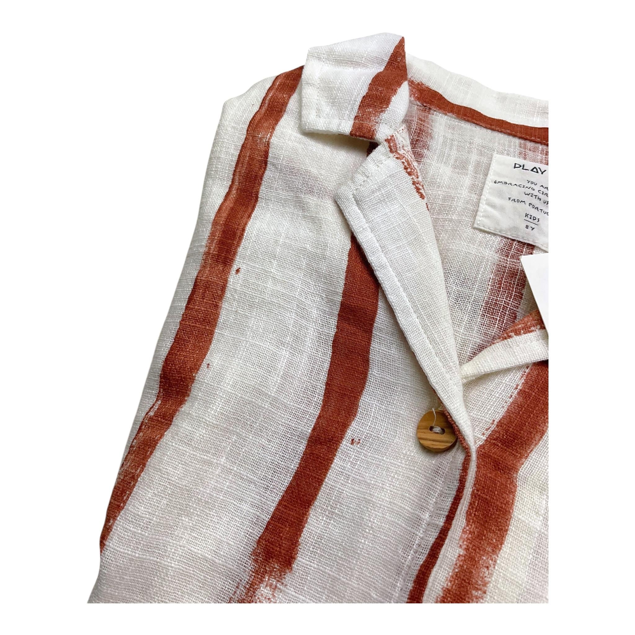 Play Up Camicia Tinta Unita con Fantasia A Righe per Bambino PA033AQ11251 BIANCO PLAY UP 