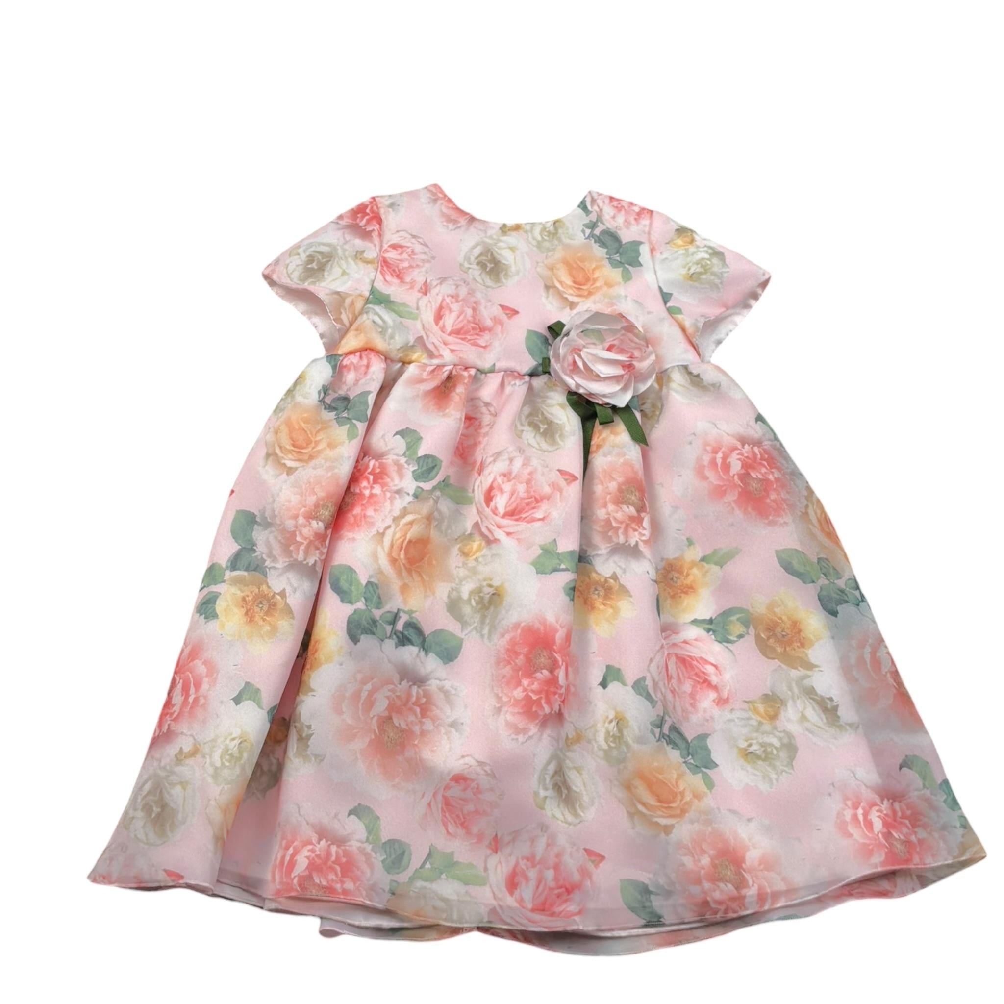 Barcellino Abito Cerimonia Tinta Unita con Stampa per Neonata 9722 ROSA BARCELLINO 