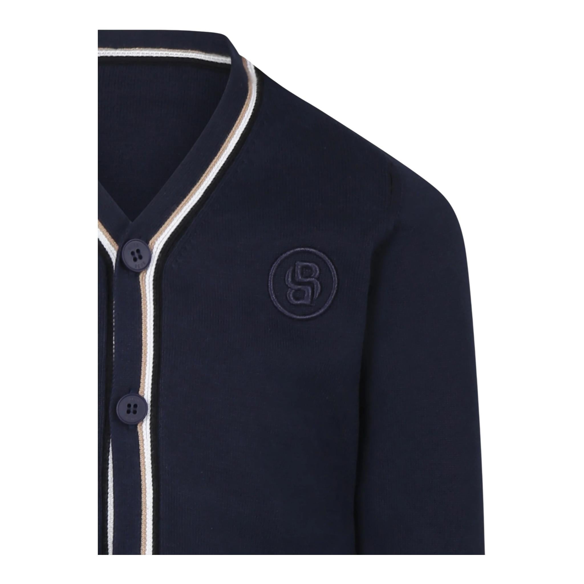 Boss Cardigan Tinta Unita con Scollo A V per Bambino J52005 BLU BOSS 