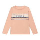 Guess Shirt Girocollo Tinta Unita con Logo per Neonata K5RI04K6YW4 ROSA GUESS 