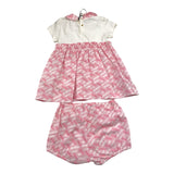 Versace Set Zweifarbiges Kleid-Coulotte Weiß/Rosa Für Baby Mädchen