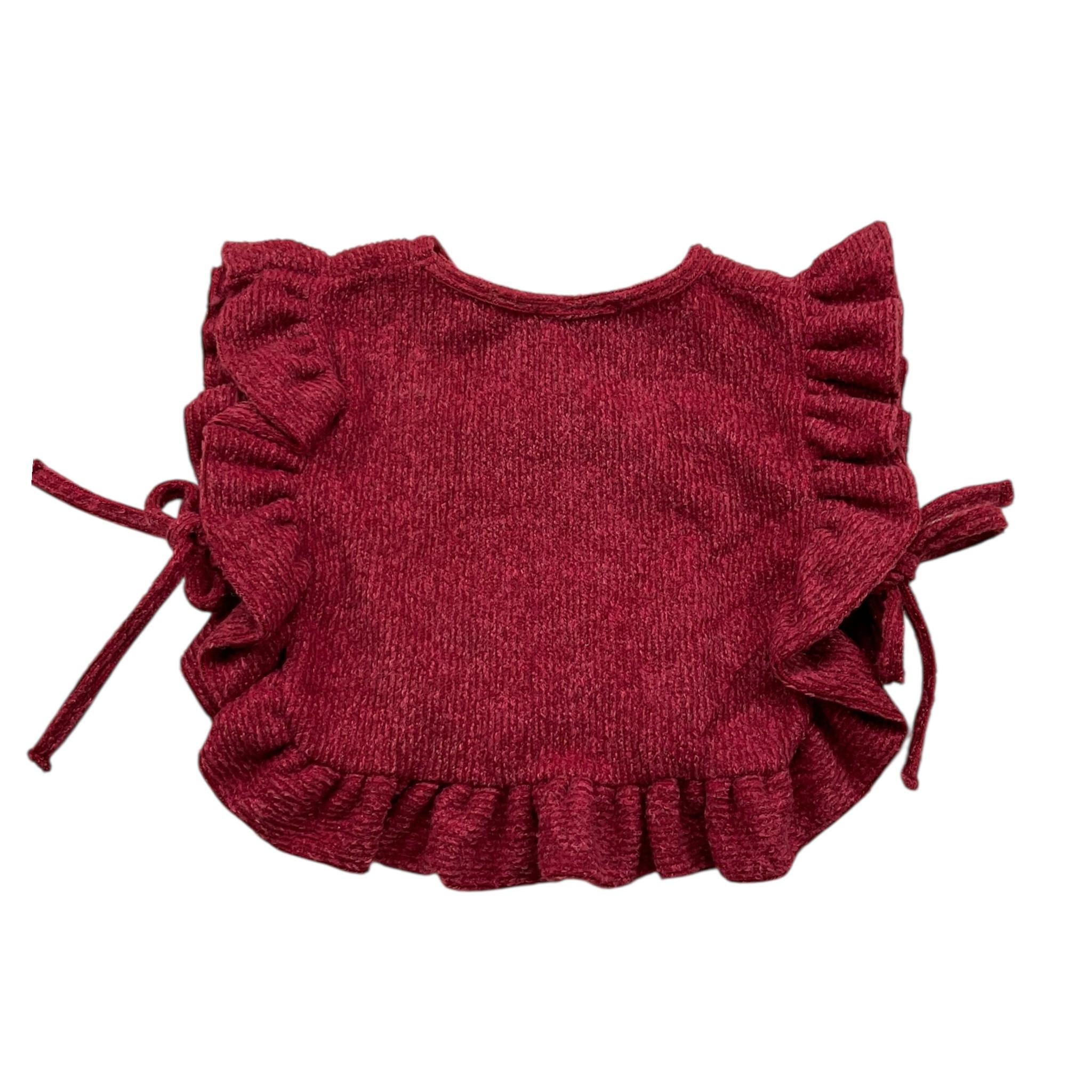 CALAMARO gilet tinta unita con balze Bordeaux per Neonata 14015 BORDEAUX CALAMARO 