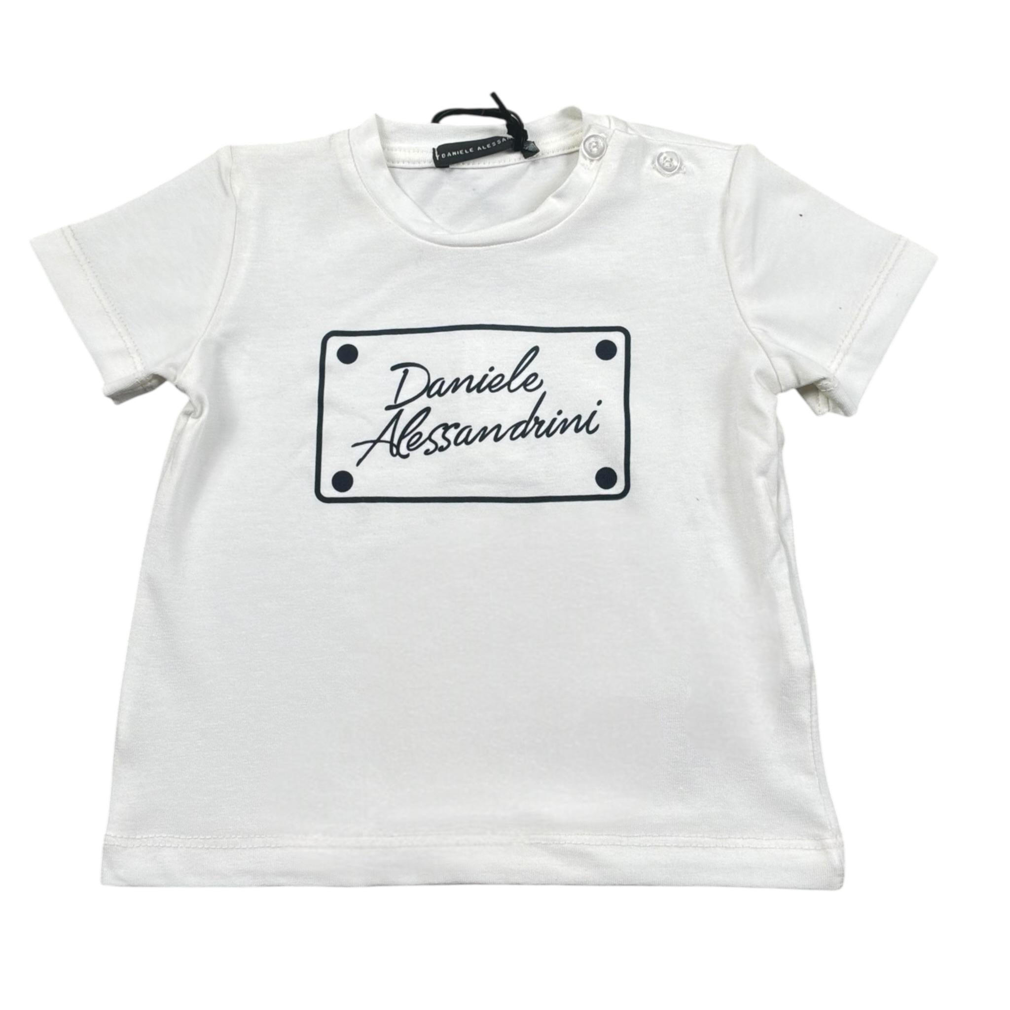 Daniele Alessandrini T-Shirt Girocollo Tinta Unita con Stampa per Neonato 1296M00179X BIANCO DANIELE ALESSANDRINI 