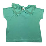 Zhoe &amp; Tobiah Einfarbiges T-Shirt mit Kragen Aqua Grün für Mädchen