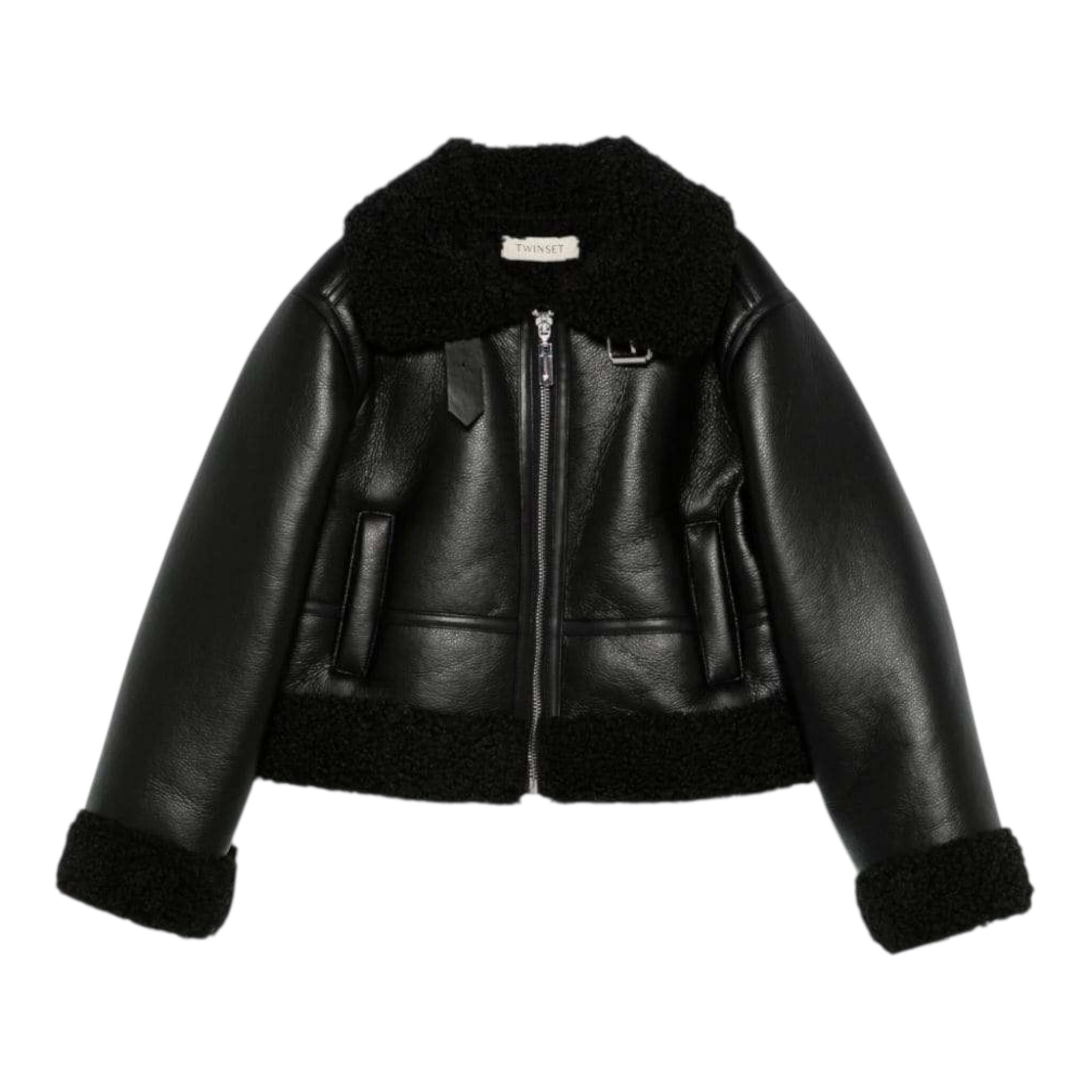 TWINSET montone tinta unita con pelliccia  Nero per Bambina 242GJ2230 NERO TWINSET 