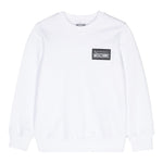 MOSCHINO felpa tinta unita girocollo con logo Bianco per Bambino H7F05R BIANCO MOSCHINO 
