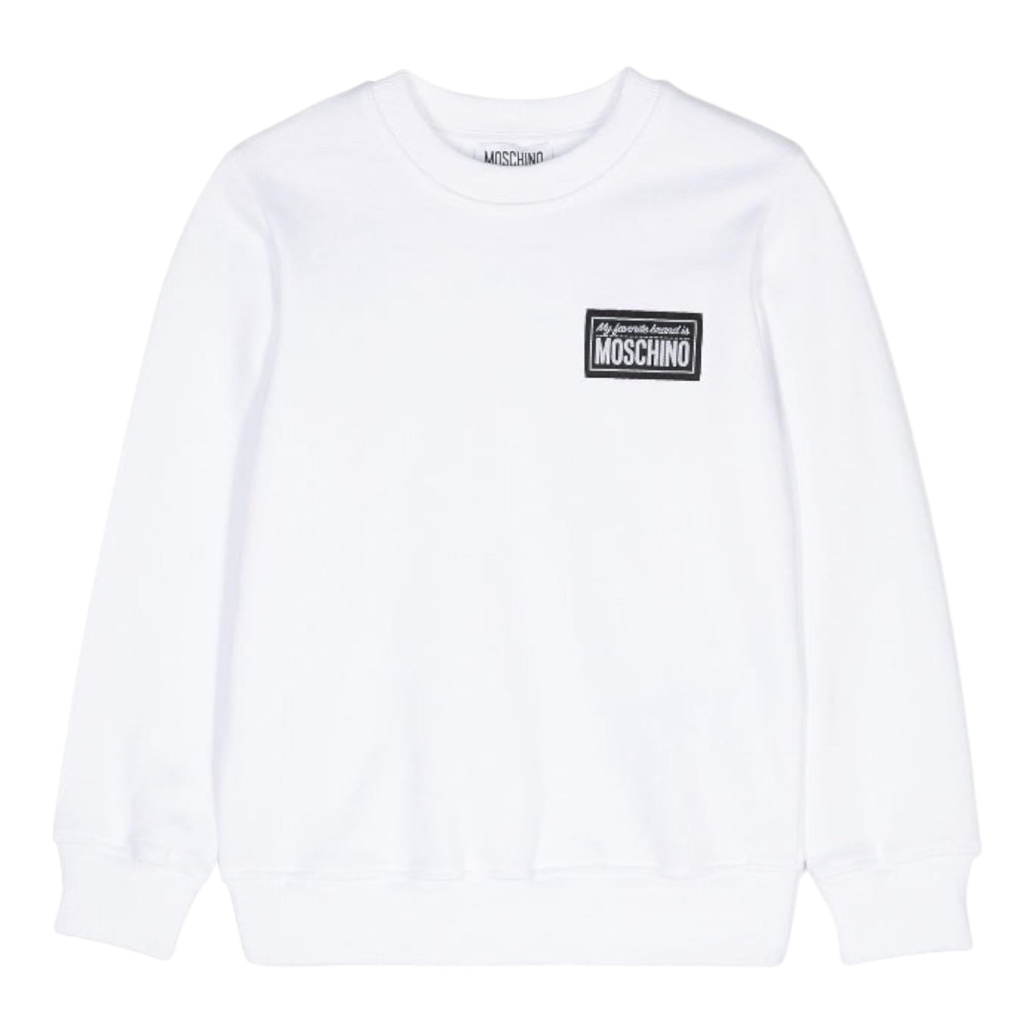 MOSCHINO felpa tinta unita girocollo con logo Bianco per Bambino H7F05R BIANCO MOSCHINO 