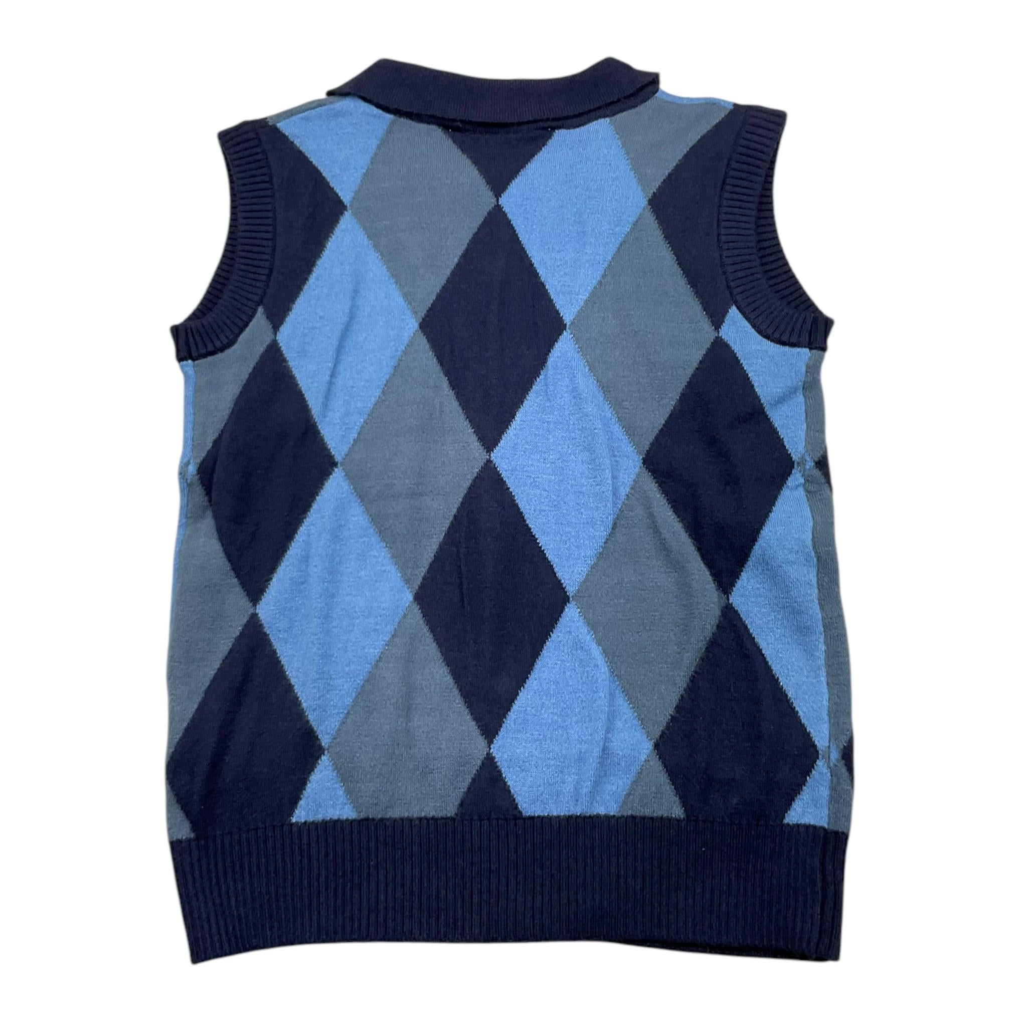 TRUSSARDI gilet tinta unita con fantasia a rombi Blu per Bambino TBA25129GL BLU TRUSSARDI 