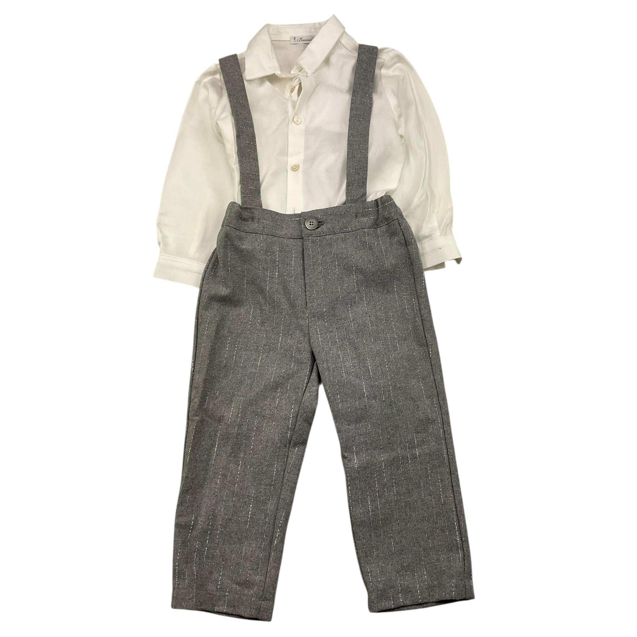 BARCELLINO complet 3 pezzi camicia-salopette-papillon Grigio per Neonato 115910L GRIGIO BARCELLINO 