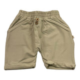 Bamboom+Babies Einfarbige Bermuda-Shorts mit falschen Knöpfen und elastischer Taille, Sandfarben, für Neugeborene