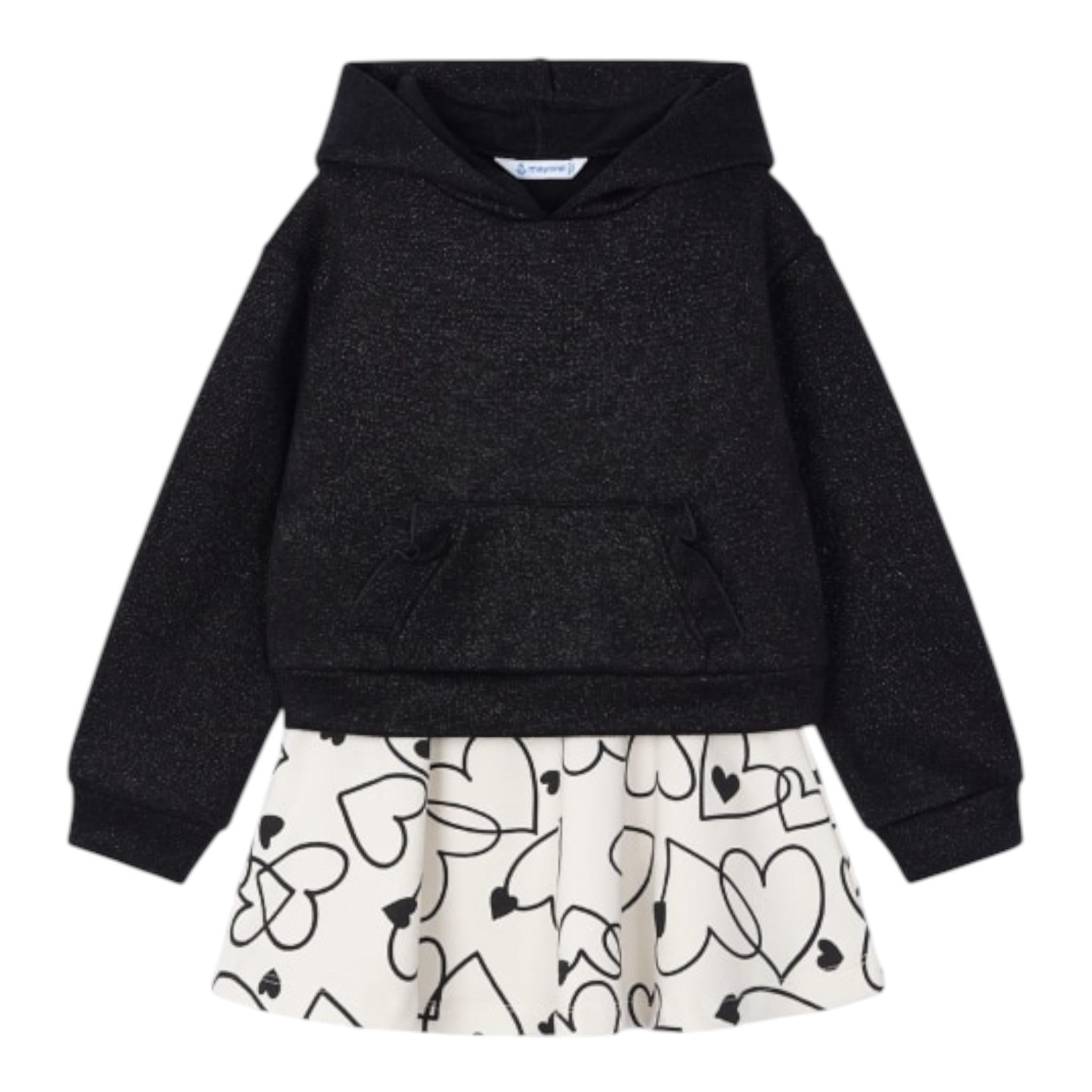 MAYORAL completo 2pz felpa-gonna bicolore Bianco/nero per Neonata 4936 BIANCO/NERO MAYORAL 