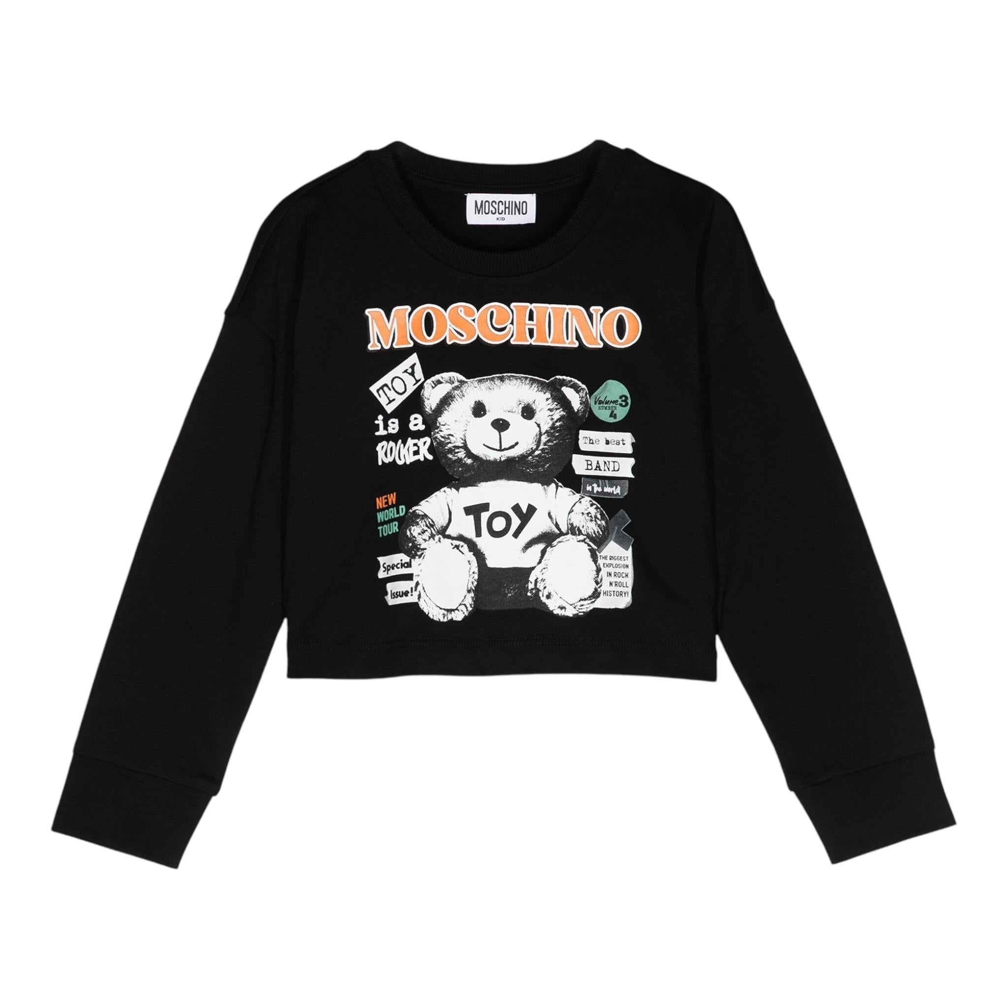 MOSCHINO shirt girocollo tinta unita con stampa Nero per Bambina HDO00U NERO MOSCHINO 