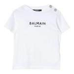 Balmain T-Shirt Girocollo Tinta Unita con Stampa per Neonata BU8501 BIANCO BALMAIN 